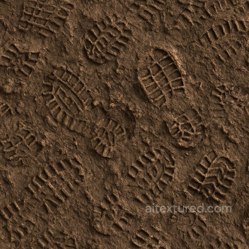 Muddy Ground Boot Prints seamless Sand-soil PBR texture