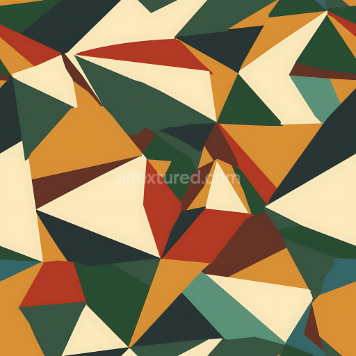 Seamless 3D Stylized Geometric Camouflage PBR Texture with Earth Tone Palette