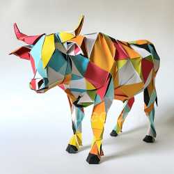 seamless Seamless 3D PBR Texture Featuring Colorful Origami Cow Pattern texture 8k free download PBR