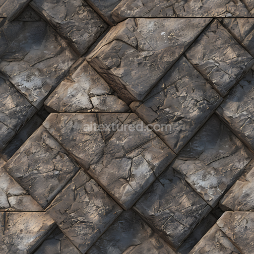 Seamless 3D PBR Weathered Stone Wall Texture with Cracks and Rough Surface