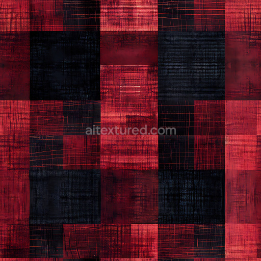 Seamless 3D PBR Texture of Red and Black Distressed Plaid Fabric