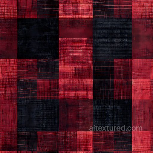 Seamless 3D PBR Texture of Red and Black Distressed Plaid Fabric texture preview
