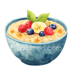 seamless Breakfast Barley Porridge Bowl with Fresh Berries and Banana Illustration texture 8k free download PBR