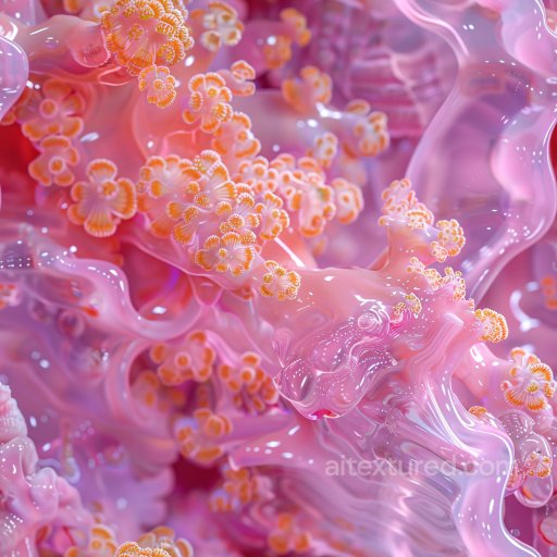 Seamless 3D PBR Texture of Glossy Pink Organic Floral Pattern texture preview