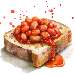 seamless Watercolor Style Baked Beans on Toast Breakfast Graphic texture 8k free download PBR