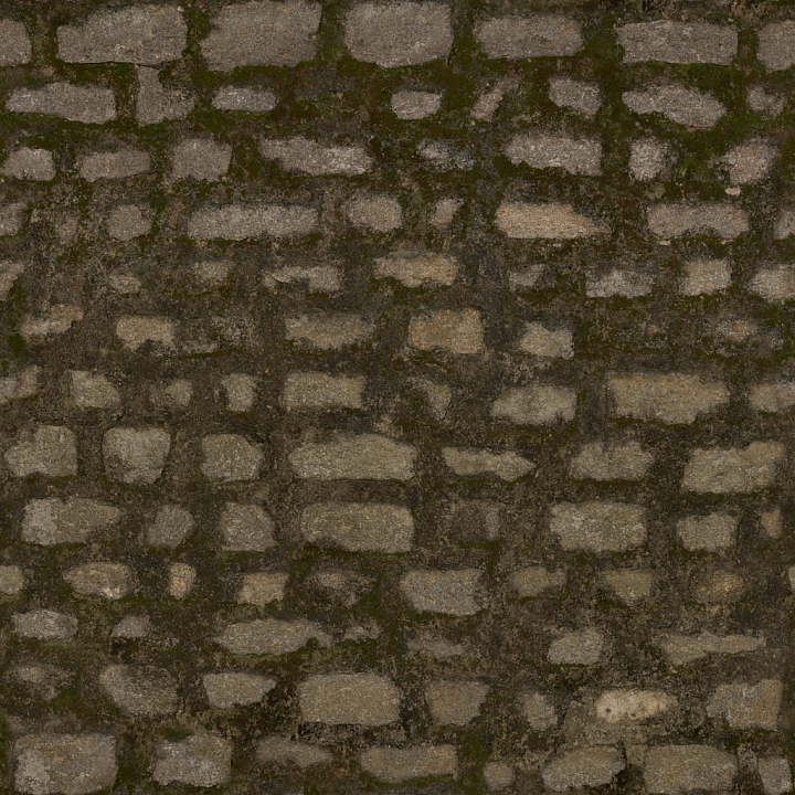 Wall Outdoor Mosscovered - Stone Wall Aged Worn Wall seamless PBR texture preview