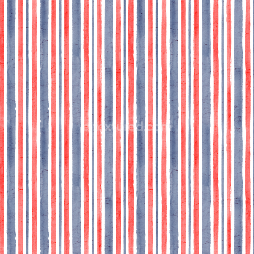 Seamless 3D PBR Texture of Hand-Painted Watercolor Stripes in Red and Blue Tones