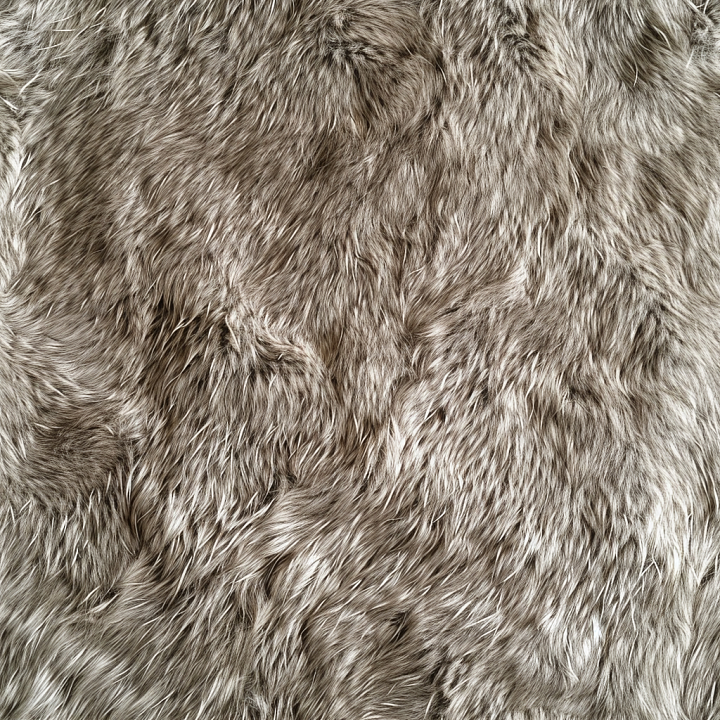 Soft Fur Leather in Natural Light Gray with Realistic Hair Detail seamless PBR texture preview