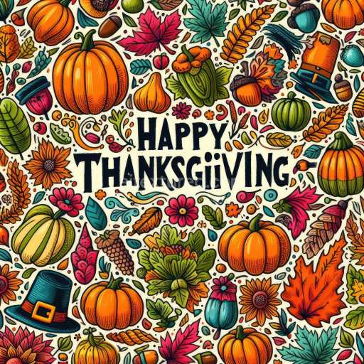 Seamless 3D PBR Thanksgiving Autumn Pattern Texture with Pumpkins & Leaves