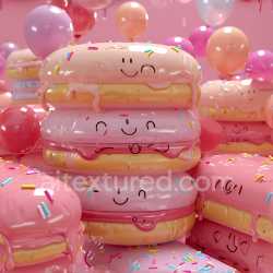 seamless Seamless 3D Inflated PBR Texture of Glossy Pink Donut with Colorful Sprinkles texture 8k free download PBR