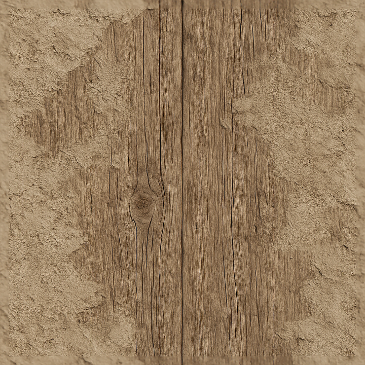 Wallpaper With Rustic Wood Grain And Roughcast Plaster Finish seamless PBR texture preview