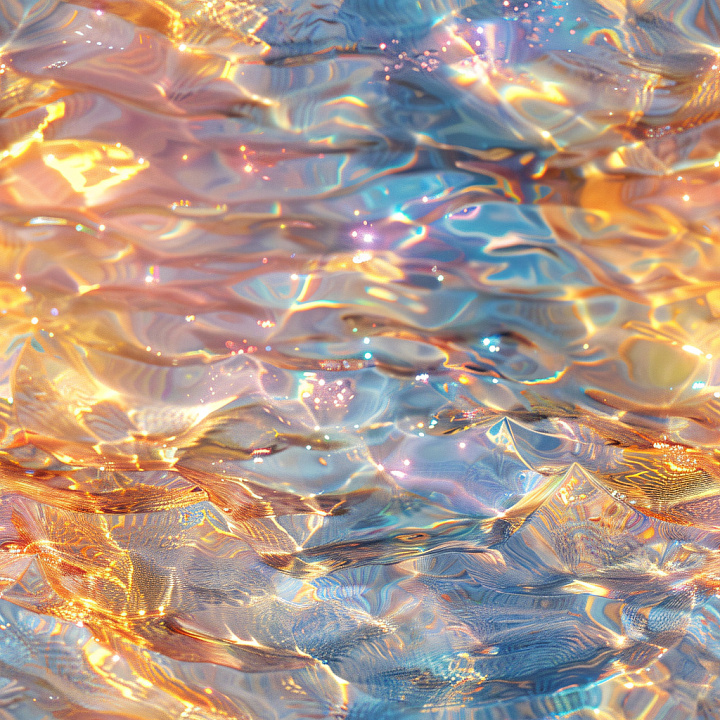 Featuring Iridescent Glossy Wavy Surface in Vibrant Blue and Gold seamless PBR texture preview