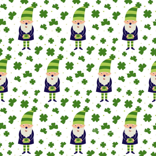 Featuring St Patrick Cartoon Gnomes and Shamrocks seamless St patrick PBR texture