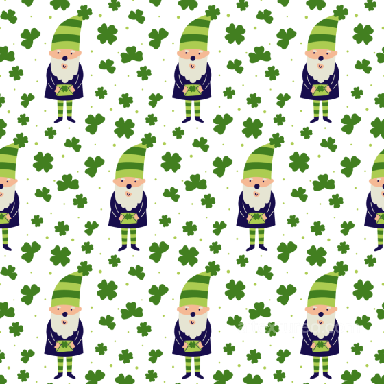 Featuring St Patrick Cartoon Gnomes and Shamrocks St patrick texture preview