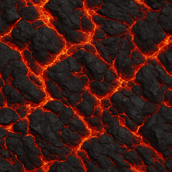 Photorealistic Lava seamless PBR texture preview