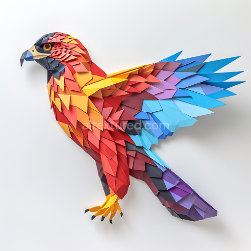 Seamless 3D PBR Texture of Origami-Inspired Buzzard Feathers in Vibrant Colors