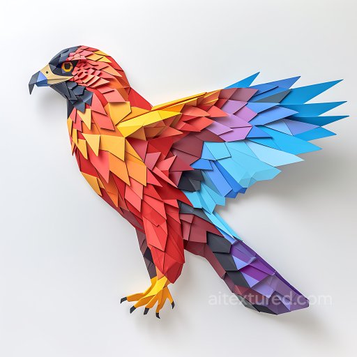 Animal - Seamless 3D PBR Texture of Origami-Inspired Buzzard Feathers in Vibrant Colors texture preview