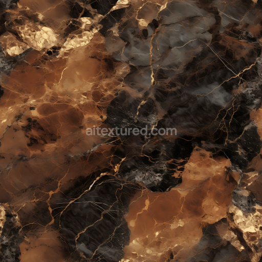 Seamless 3D Brown and Black Marble PBR Texture with Bold Veins and Polished Finish