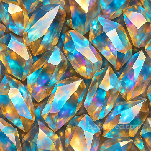 Topaz Crystal Shard With Multicolor Crystals And Crystal Shimmer Reflective Surface seamless Crystals PBR texture