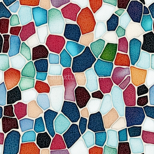 Seamless 3D Mosaic PBR Texture with Multicolor Cracked Ceramic Pieces texture preview