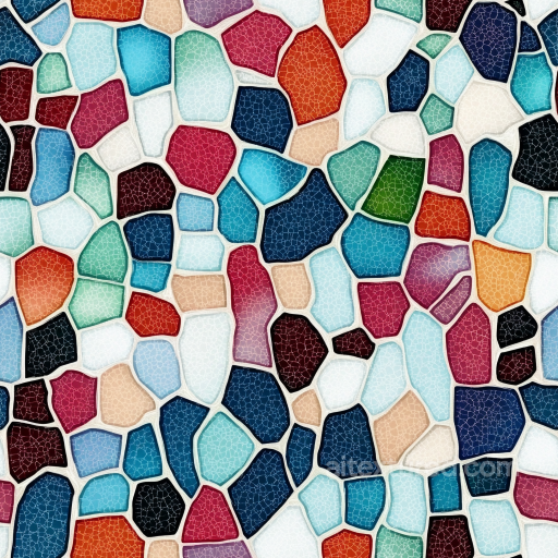 Mosaic PBR Texture with Multicolor Cracked Ceramic Pieces seamless Mosaic PBR texture