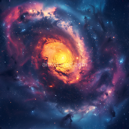 Preview — Seamless 3D Space PBR Texture Featuring Swirling Galaxy Clouds and Vibrant Fiery Core