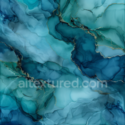 seamless Seamless 3D Alcohol Ink PBR Texture Featuring Blue-Green Fluid Waves and Gold Veins texture 8k free download PBR