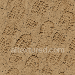 seamless Seamless 3d texture pbr 8k of dry soil footprints on cracked mud surface texture 8k free download PBR