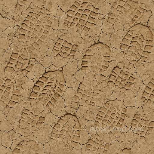 Of Dry Soil Footprints On Cracked Mud Surface seamless Footprints PBR texture