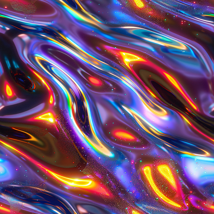 Glossy Liquid with Neon Multicolor Highlights seamless PBR texture preview