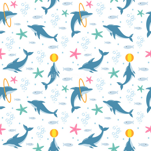 Pattern Bundle - Seamless 3D Pattern PBR Texture Featuring Playful Dolphins and Marine Motifs texture preview