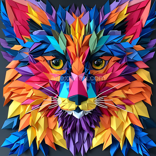 Seamless 3D PBR Texture of Vibrant Origami-Style Aye-Aye Fur Pattern