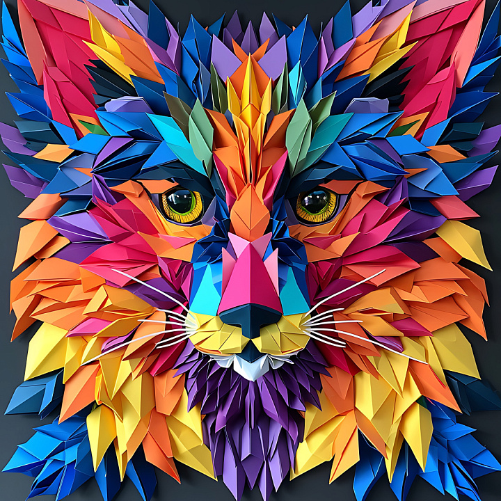 Animal of Vibrant Origami-Style Aye-Aye Fur Pattern seamless PBR texture preview