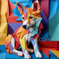 seamless Seamless 3D PBR Texture of Colorful Origami Dingo with Geometric Shapes texture 8k free download PBR