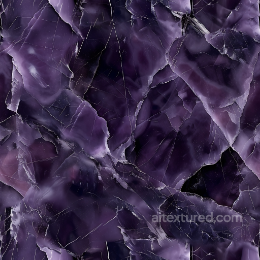 Deep Amethyst Purple Marble PBR Texture with Polished Surface and Chaotic Veins seamless Marble PBR texture