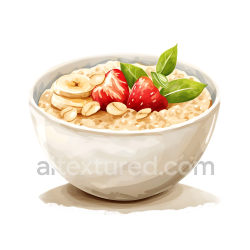 seamless Gluten-Free Oatmeal Breakfast Bowl with Fresh Fruits and Green Leaves Illustration texture 8k free download PBR