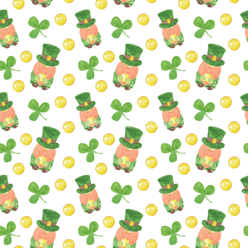 Seamless 3D PBR Texture Featuring St Patrick Themed Watercolor Illustrations