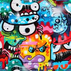seamless Seamless 3D PBR Texture of Colorful Cartoon Style Graffiti with Bold Lines texture 8k free download PBR