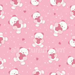seamless Seamless 3D PBR Texture with Cute Teddy Bears Holding Hearts on Pink Background texture 8k free download PBR