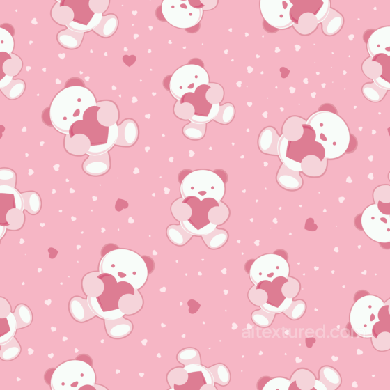 with Cute Teddy Bears Holding Hearts on Pink Background Baby girl texture preview