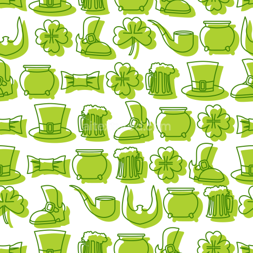 Seamless 3D PBR St Patrick Themed Vector Icons Pattern Texture