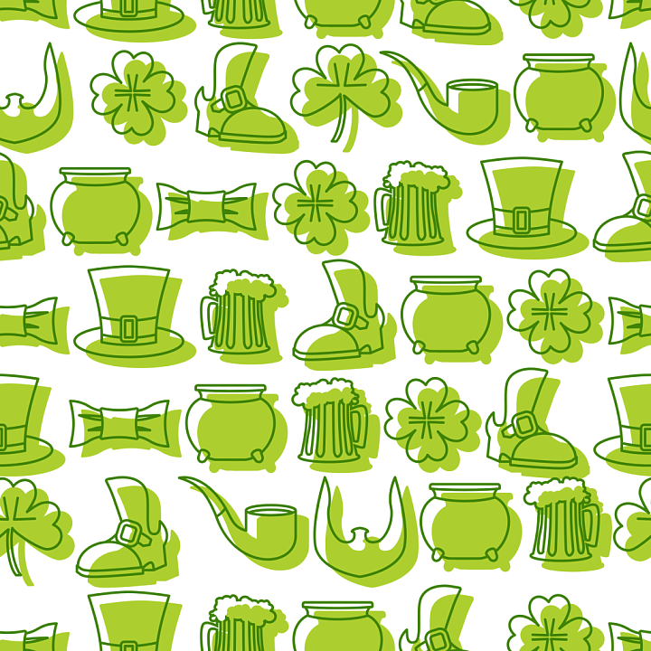St Patrick Themed Vector Icons Pattern seamless PBR texture preview