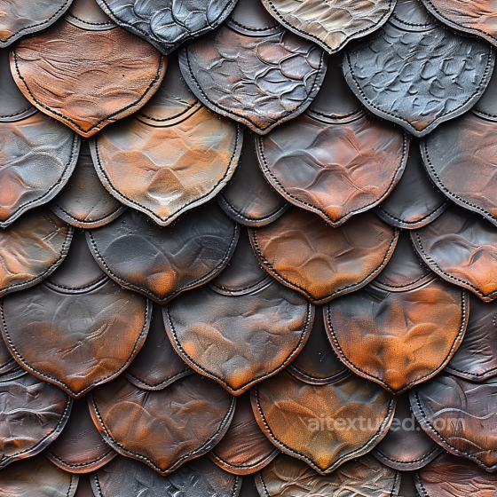 Distressed Layered Leather Scales Texture with Stitched Edges Leather texture preview