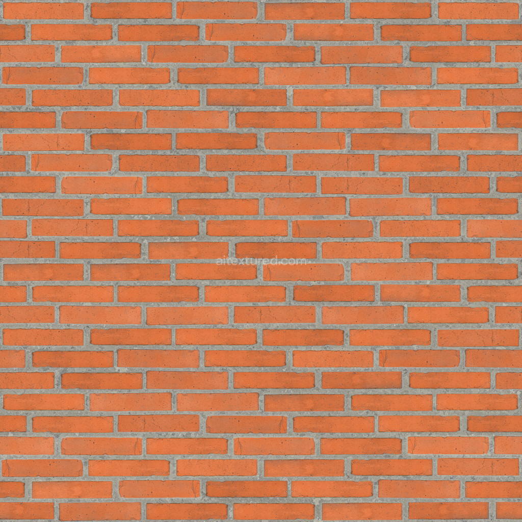 Seamless PBR brick texture with orange bricks and mortar