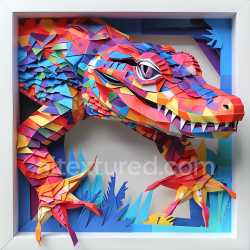 seamless Seamless 3D PBR Texture of Colorful Origami Caiman Skin with Geometric Scales texture 8k free download PBR