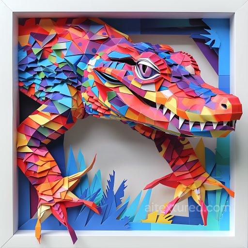 Animal - Seamless 3D PBR Texture of Colorful Origami Caiman Skin with Geometric Scales texture preview