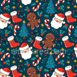 seamless Seamless 3D PBR Texture of Colorful Cartoon Christmas Icons on Dark Background texture 8k free download PBR