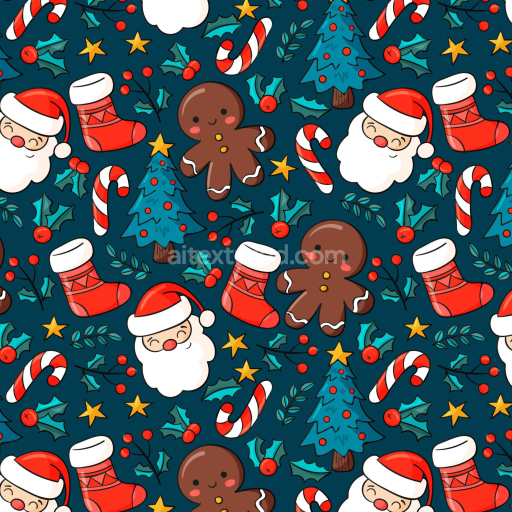 Preview — Seamless 3D PBR Christmas Digital Paper Texture with Festive Icons and Cartoon Style