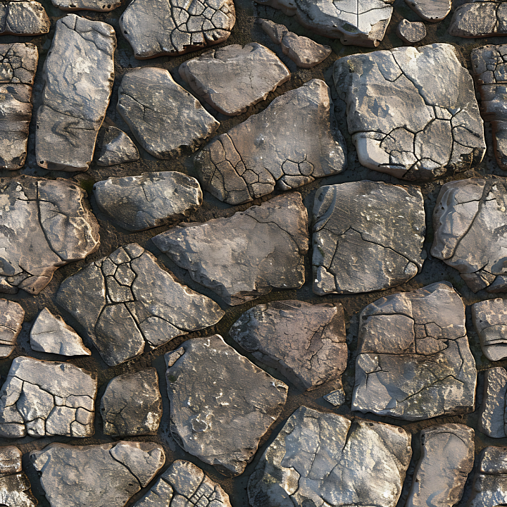 Weathered Stone Ground with Cracks and Rough Surface seamless PBR texture preview
