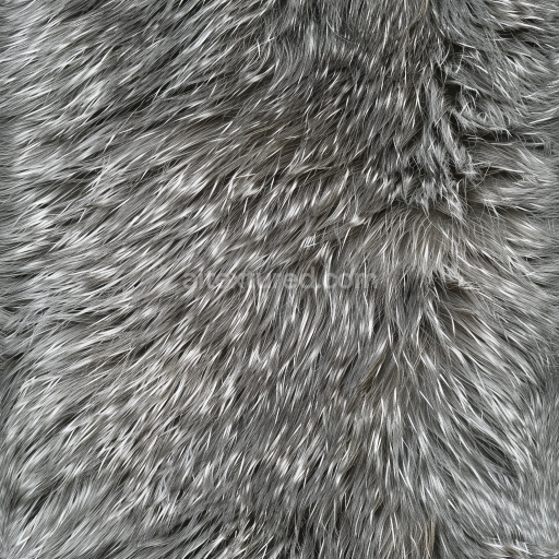 Seamless 3D Gray Shaggy Fur Leather PBR Texture with Long Hair Detail